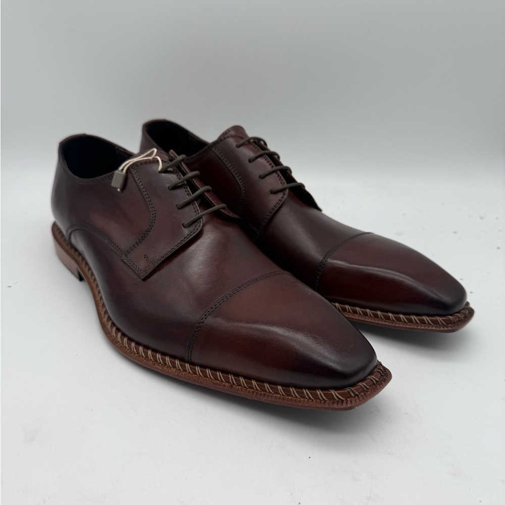 BRAND NEW Thompson Cap Toe Oxfords Brown Leather Sz 9 (42) Medium Made in Italy